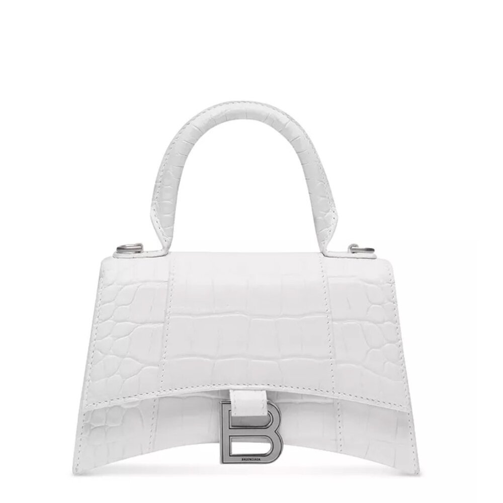 Balenciaga Hourglass XS Handbag Crocodile Embossed